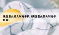 黑客怎么侵入对方手机（黑客怎么侵入对方手机号）