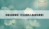 你能当黑客吗（什么样的人能成为黑客）