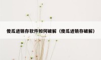 傻瓜进销存软件如何破解（傻瓜进销存破解）