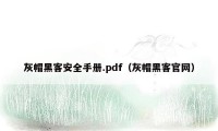 灰帽黑客安全手册.pdf（灰帽黑客官网）