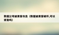 数据公司被黑客攻击（数据被黑客破坏,可以修复吗）