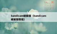 bandicam破解版（bandicam破解版教程）