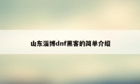 山东淄博dnf黑客的简单介绍