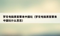 梦见电脑黑客要来中国玩（梦见电脑黑客要来中国玩什么意思）