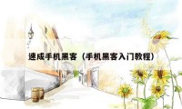 速成手机黑客（手机黑客入门教程）