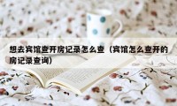 想去宾馆查开房记录怎么查（宾馆怎么查开的房记录查询）