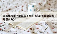 谷歌账号电子邮箱忘了咋办（忘记谷歌邮箱账号怎么办）