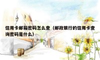 信用卡邮箱密码怎么查（邮政银行的信用卡查询密码是什么）