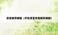 录音精灵破解（手机录音恢复精灵破解）