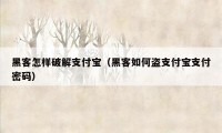 黑客怎样破解支付宝（黑客如何盗支付宝支付密码）