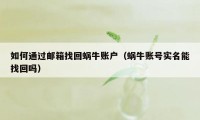 如何通过邮箱找回蜗牛账户（蜗牛账号实名能找回吗）