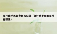 文件助手怎么查聊天记录（文件助手里的文件在哪里）