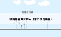 模仿黑客声音的人（怎么模仿黑客）