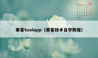 黑客toolapp（黑客技术自学教程）