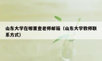 山东大学在哪里查老师邮箱（山东大学教师联系方式）