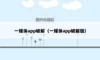 一媒体app破解（一媒体app破解版）