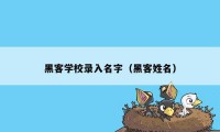 黑客学校录入名字（黑客姓名）