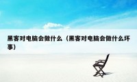 黑客对电脑会做什么（黑客对电脑会做什么坏事）