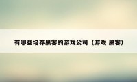 有哪些培养黑客的游戏公司（游戏 黑客）