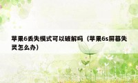 苹果6丢失模式可以破解吗（苹果6s屏幕失灵怎么办）