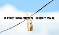 阴阳师密保邮箱是啥东西（阴阳师密保问题）