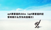 apt黑客组织ddos（apt黑客组织经常利用什么作为攻击媒介）