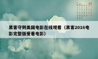 黑客守则美国电影在线观看（黑客2016电影完整版爱看电影）