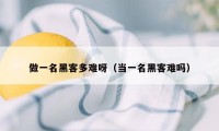 做一名黑客多难呀（当一名黑客难吗）