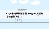 Csgo游戏破解版下载（csgo中文版安卓破解版下载）